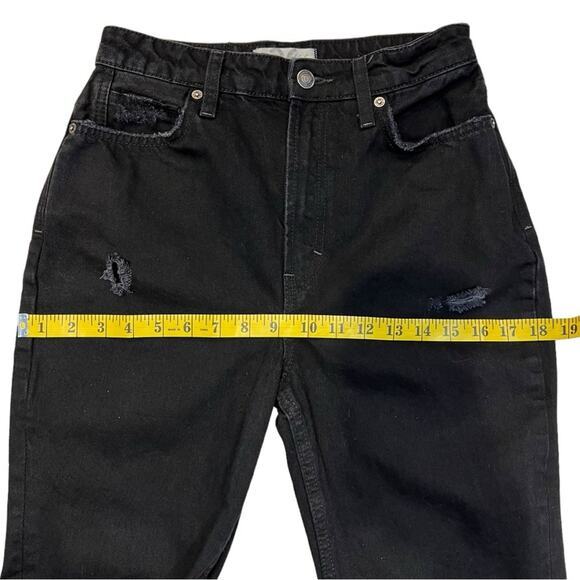 Free People Black My Own Lane Distressed High Rise Straight Leg Jeans Size 26 - Picture 14 of 16